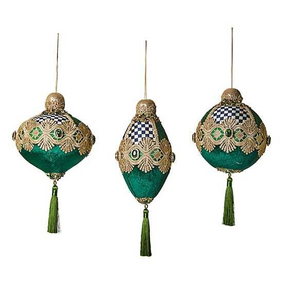 Emerald Luxe Bauble Ornaments, Set of 3