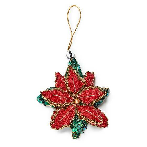 Poinsettia Beaded Ornament