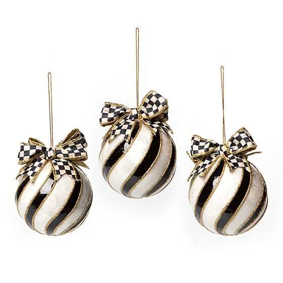 Striped Swirl Capiz Ornaments, Set of 3