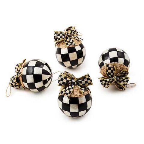 Check Capiz Ball Ornaments, Set of 4
