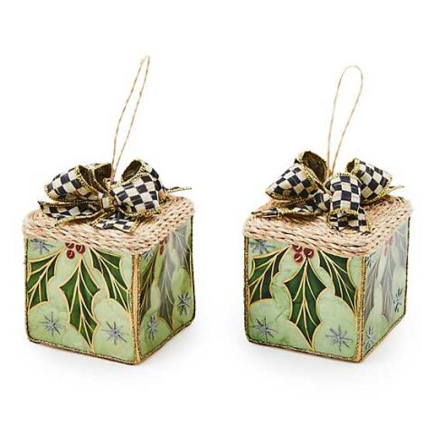 Farmhouse Capiz Gift Box Ornaments, Set of 2