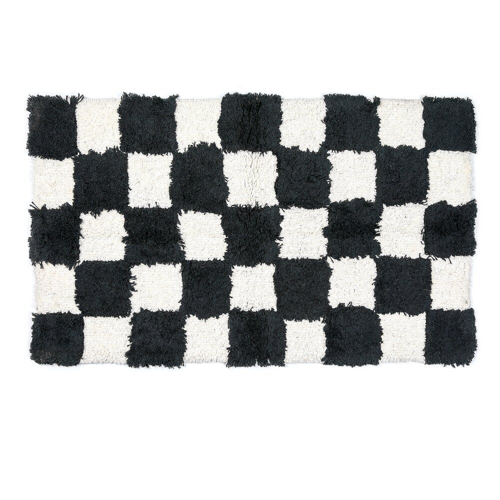 Checkerboard Black Bath Rug