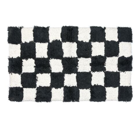 Checkerboard Black Bath Rug