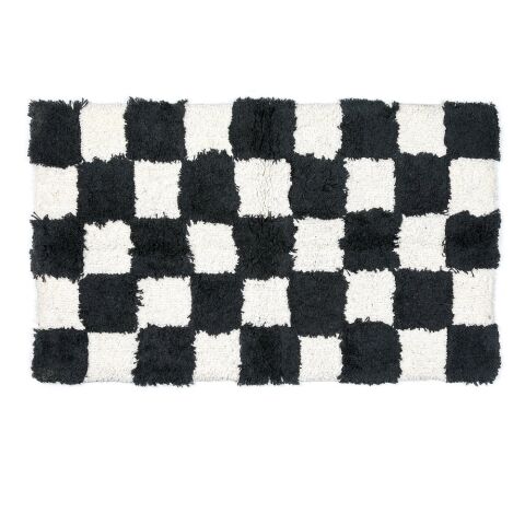 Checkerboard Black Bath Rug