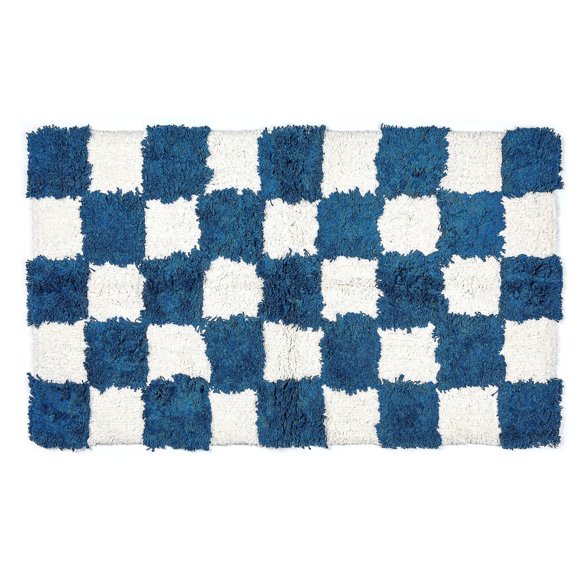 Checkerboard Indigo Bath Rug