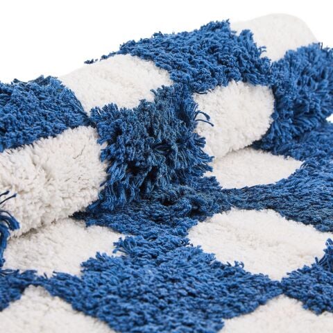 Checkerboard Indigo Bath Rug