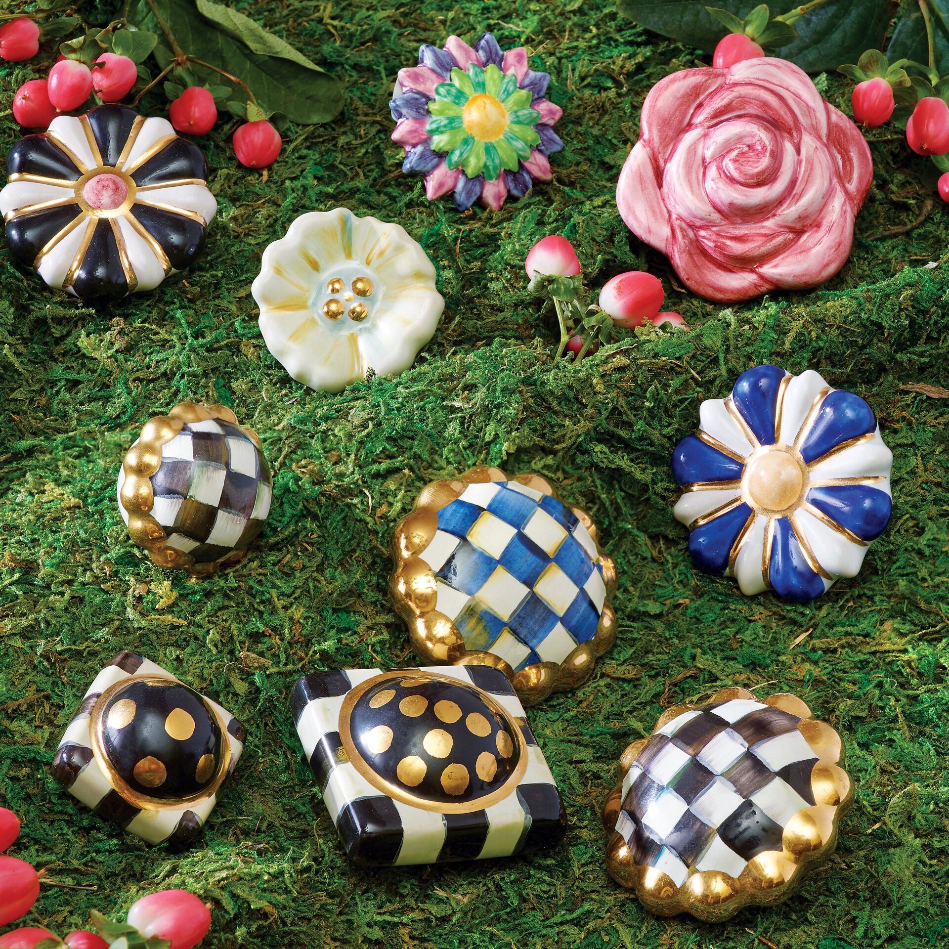 Flower Power Knob - Blue & White
