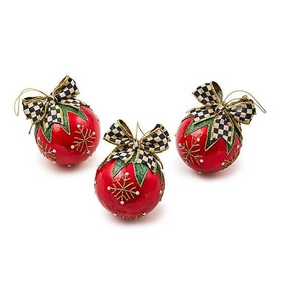 Cozy Christmas Capiz Ball Ornaments Set of 3