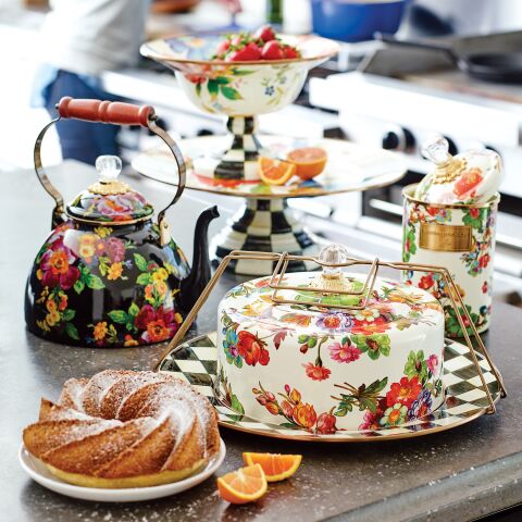 MacKenzie-ChildsFlower Market Cake Carrier - White