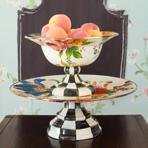 Flower Market Pedestal Platter - White