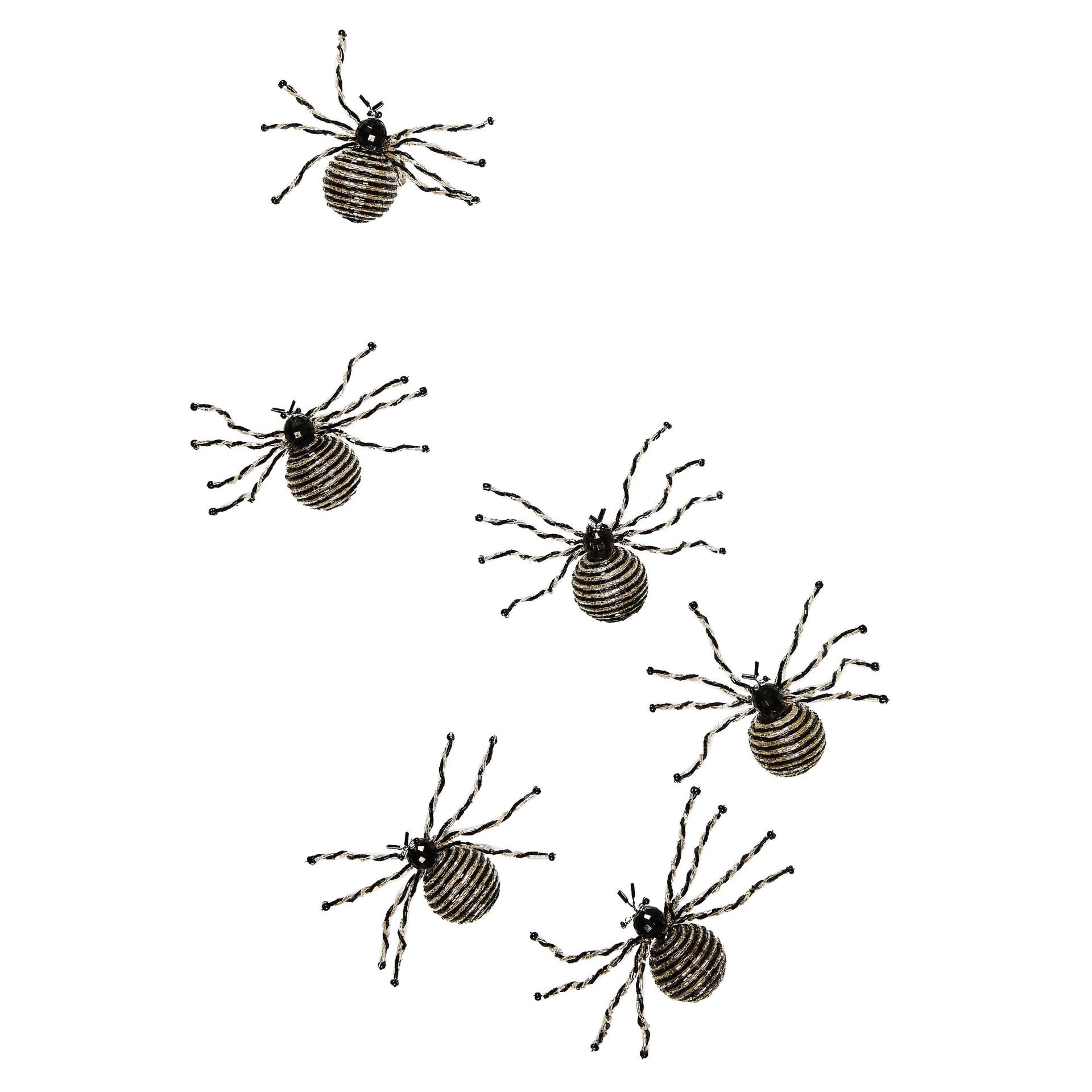 Black & White Beaded Spider Clips, Set of 6