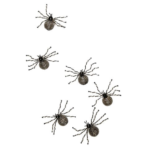 Black and White Beaded Spider Clips Set of 6