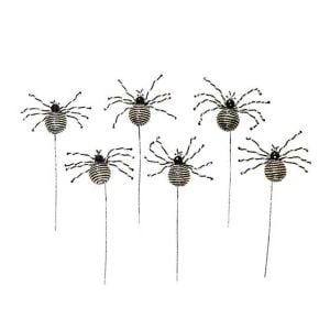 Black & White Beaded Spider Picks, Set of 6