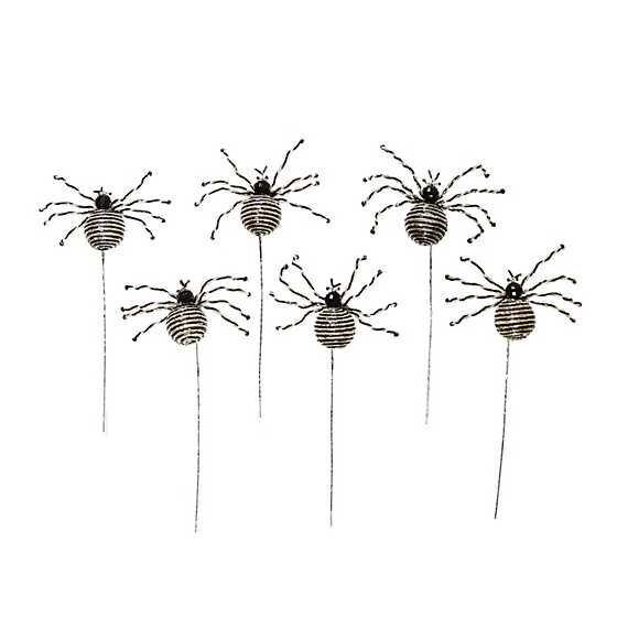 Black and White Beaded Spider Picks Set of 6