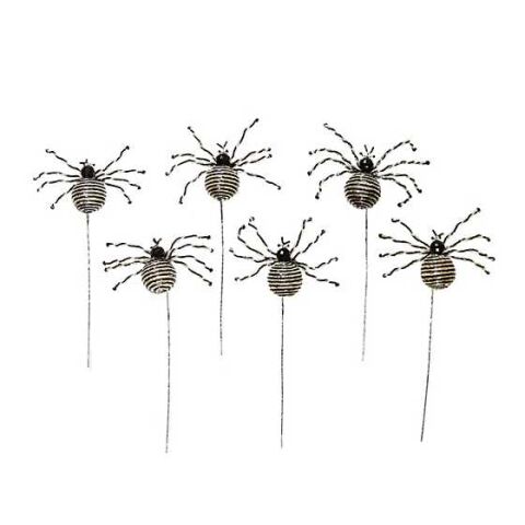 Black & White Beaded Spider Picks, Set of 6