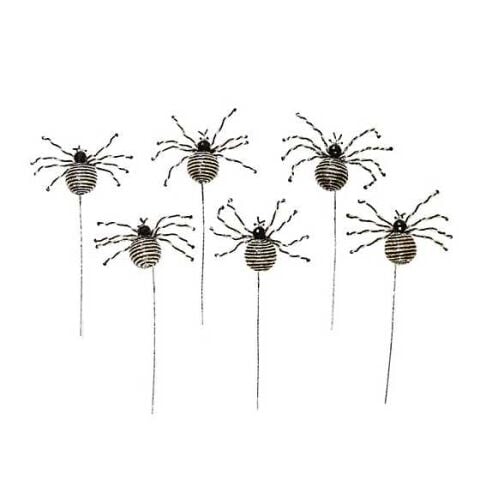 Black and White Beaded Spider Picks Set of 6