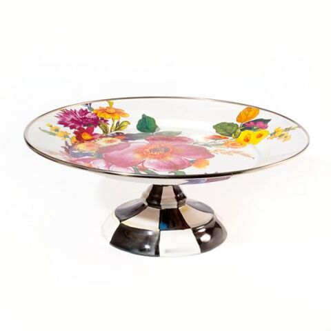 White Flower Market Small Pedestal Platter | Ayaklı Servis
