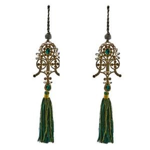 Emerald Luxe Emblem Tassels, Set of 2