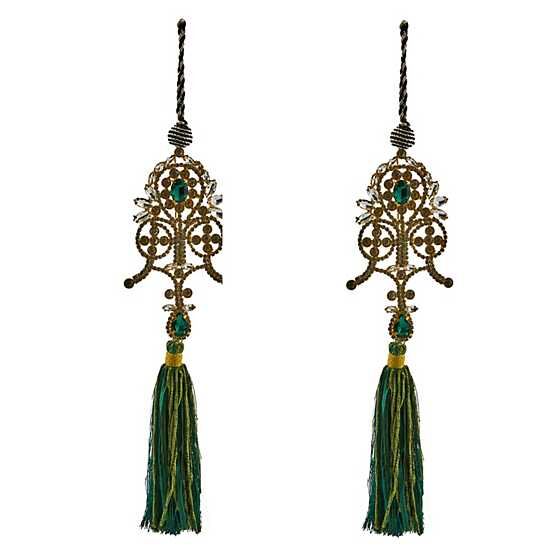 Emerald Luxe Emblem Tassels, Set of 2