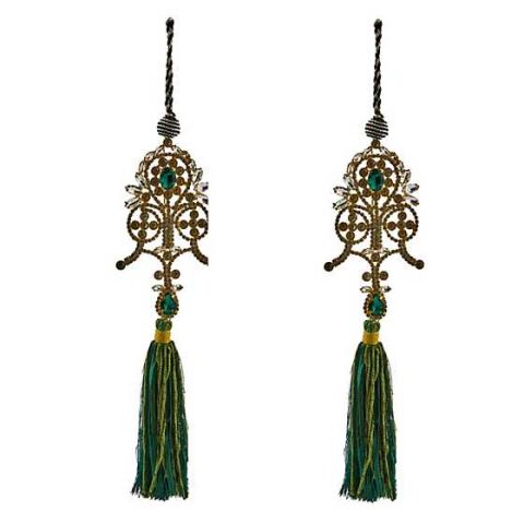 Emerald Luxe Emblem Tassels, Set of 2