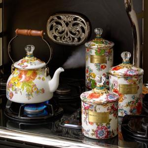 Flower Market Medium Canister - White
