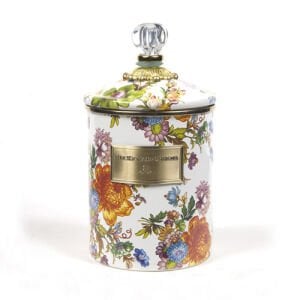 Flower Market Medium Canister - White