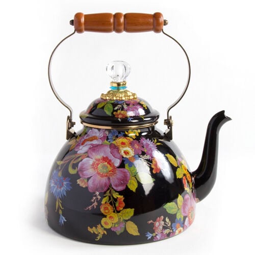 Flower Market 3 Quart Tea Kettle - Black