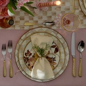 Tartan Latte Dinner Plate