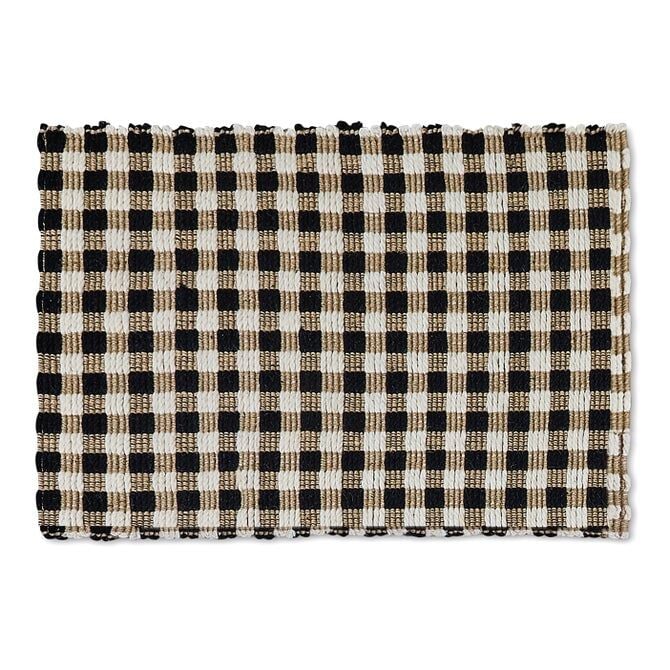 Natural, Black & White Checked 2' x 3' Rug