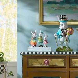 Calico Bunny Figures, Set of 3