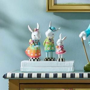 Calico Bunny Figures, Set of 3