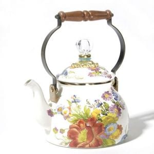 White Flower Market 2 Quart Tea Kettle