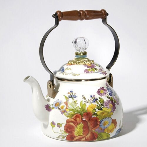White Flower Market 2 Quart Tea Kettle