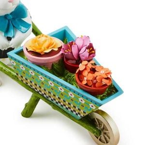 Calico Bunny with Wheelbarrow
