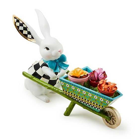 Calico Bunny with Wheelbarrow