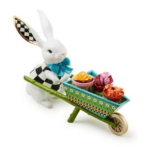 Calico Bunny with Wheelbarrow