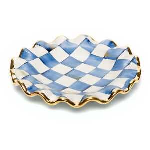 Royal Check Ceramic Fluted Dessert Plate