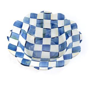 Royal Check Enamel Petal Serving Bowl