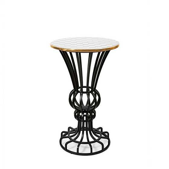 Sterling Check Pedestal Accent Table