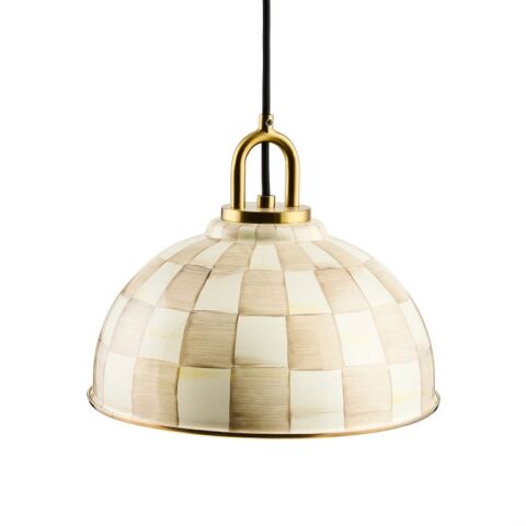 Mocha Check 30 cm Dome Pendant Lamp