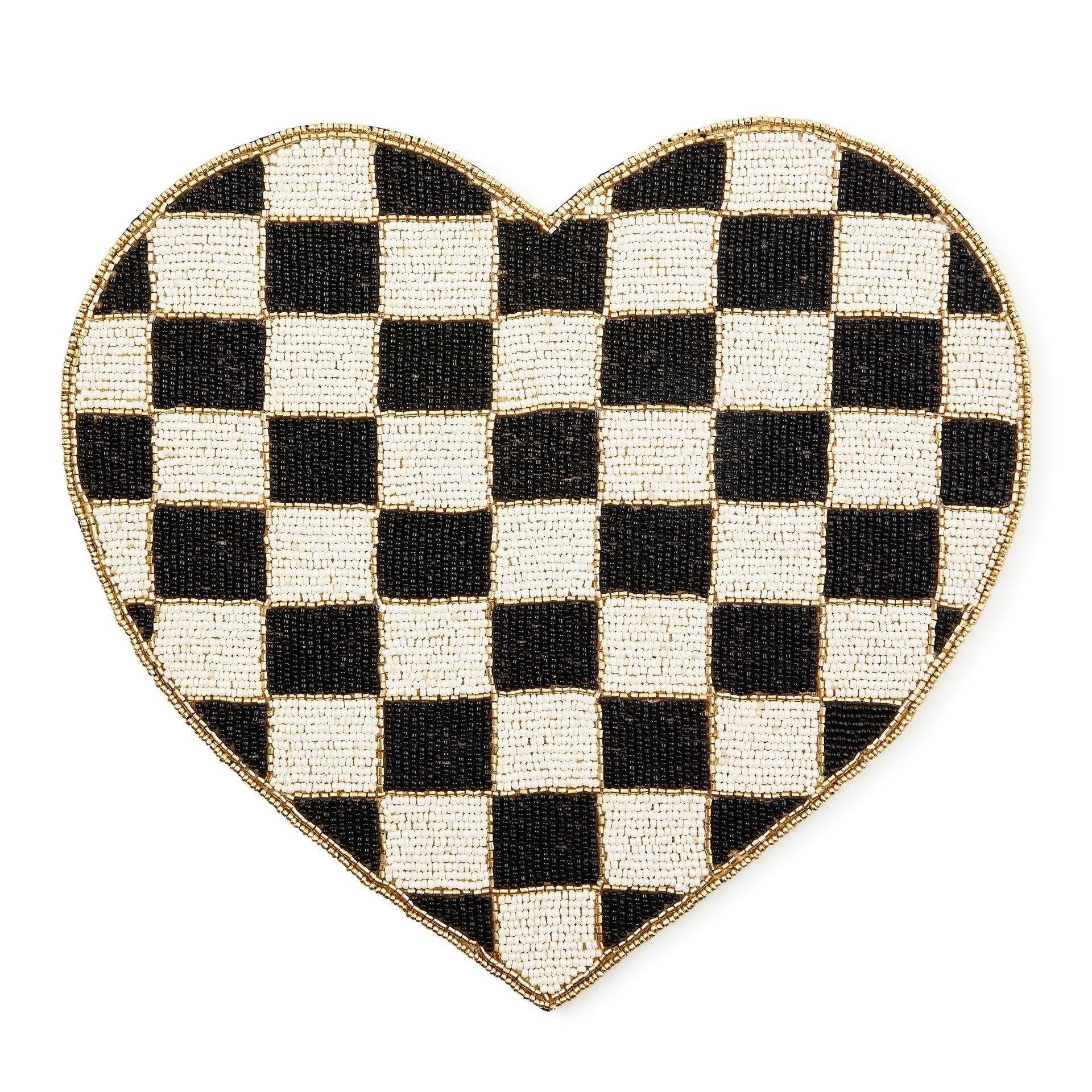 Black and White Check Heart Shaped Placemat