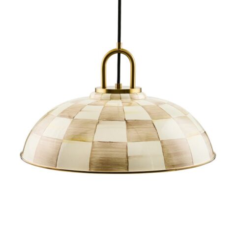 Mocha Check 46 cm Dome Pendant Lamp