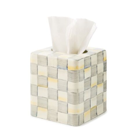 Sterling Check Enamel Boutique Tissue Box Cover