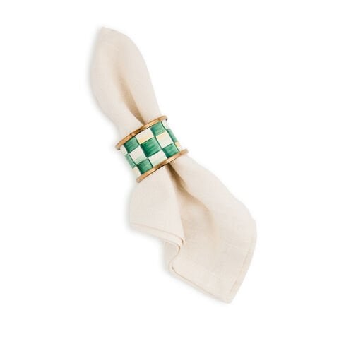 Emerald Check Napkin Rings, Set of 4