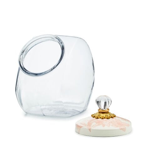 Cookie Jar with Rosy English Garden Lid