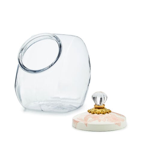 Cookie Jar with Rosy English Garden Lid