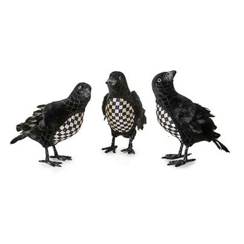 Haunted House Black Velvet and Check Crows Set of 3
