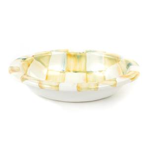 Parchment Check Enamel Soap Dish
