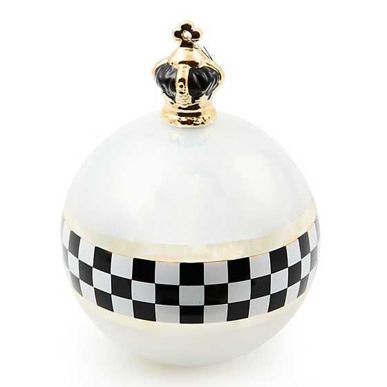 Black & White Crown Jumbo Glass Ball Ornament