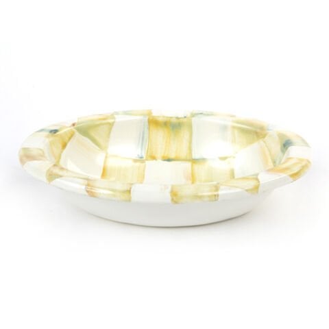 Parchment Check Enamel Soap Dish